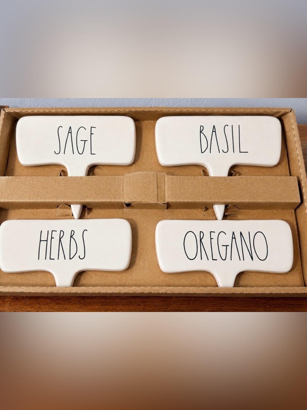 Rae Dunn Ceramic Herb Garden Markers - White